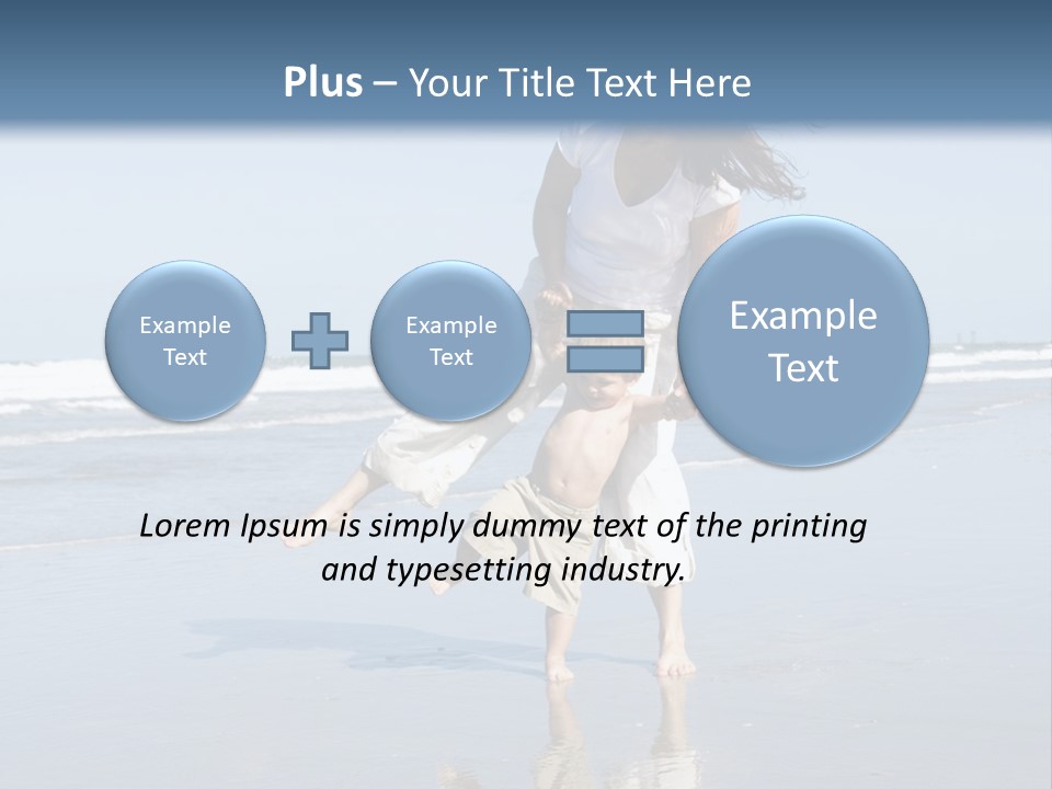 Mom And Son Playing On A Beach, Ocean And Blue Sky In The Background PowerPoint Template