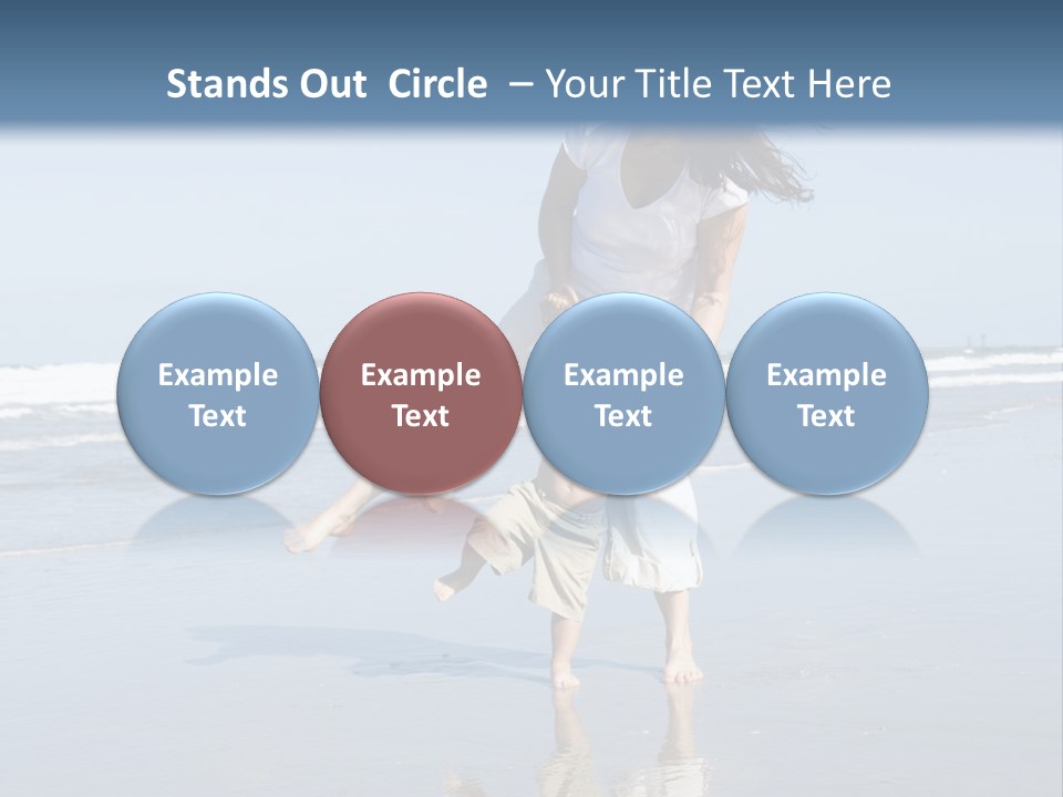 Mom And Son Playing On A Beach, Ocean And Blue Sky In The Background PowerPoint Template