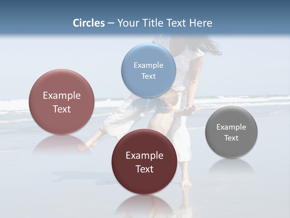 Mom And Son Playing On A Beach, Ocean And Blue Sky In The Background PowerPoint Template