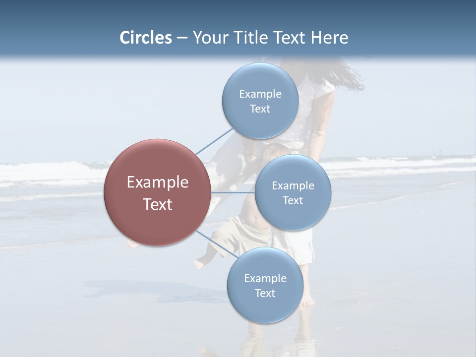 Mom And Son Playing On A Beach, Ocean And Blue Sky In The Background PowerPoint Template