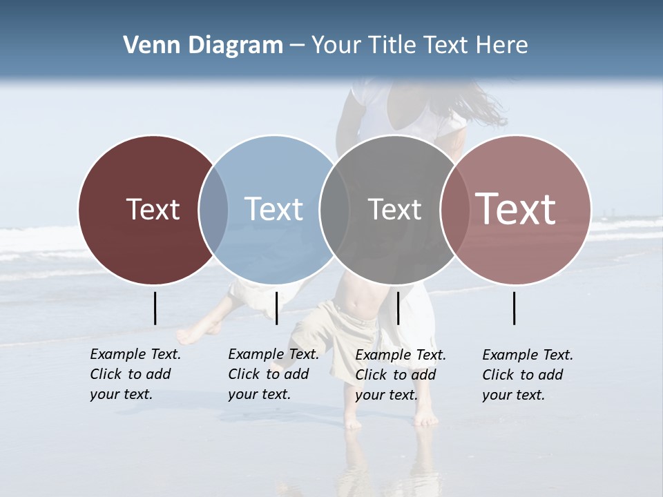 Mom And Son Playing On A Beach, Ocean And Blue Sky In The Background PowerPoint Template