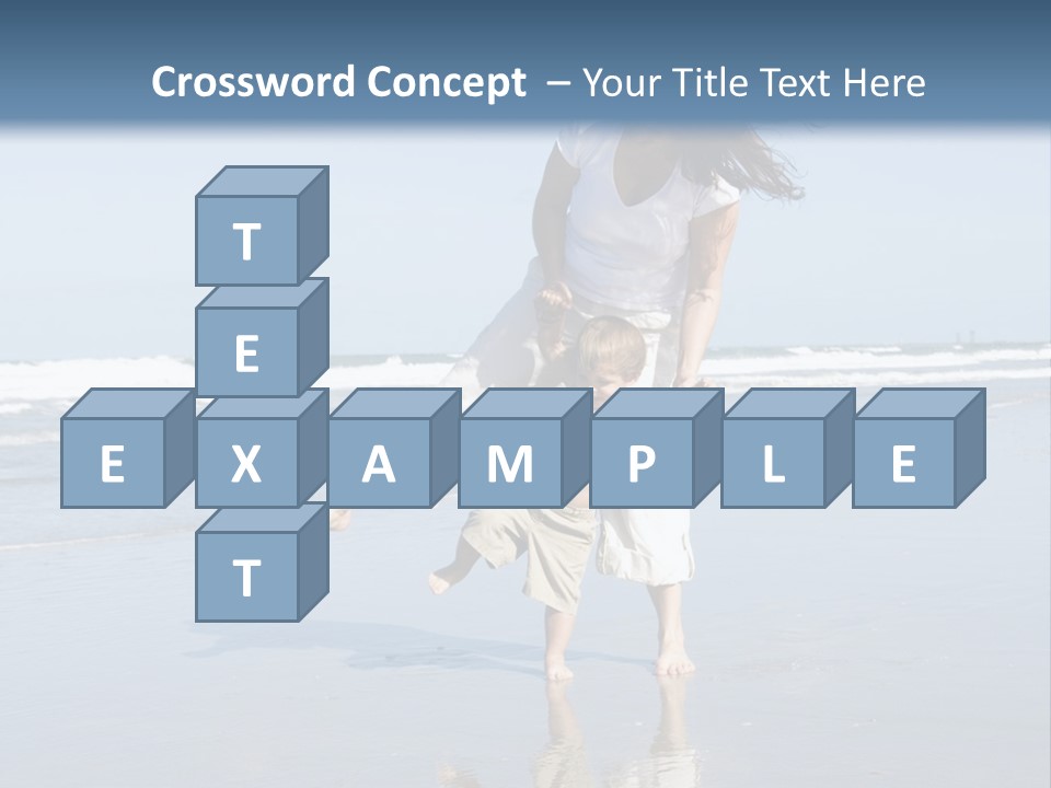 Mom And Son Playing On A Beach, Ocean And Blue Sky In The Background PowerPoint Template