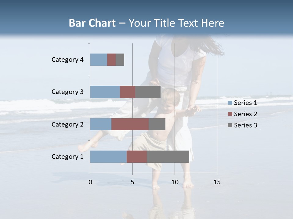 Mom And Son Playing On A Beach, Ocean And Blue Sky In The Background PowerPoint Template