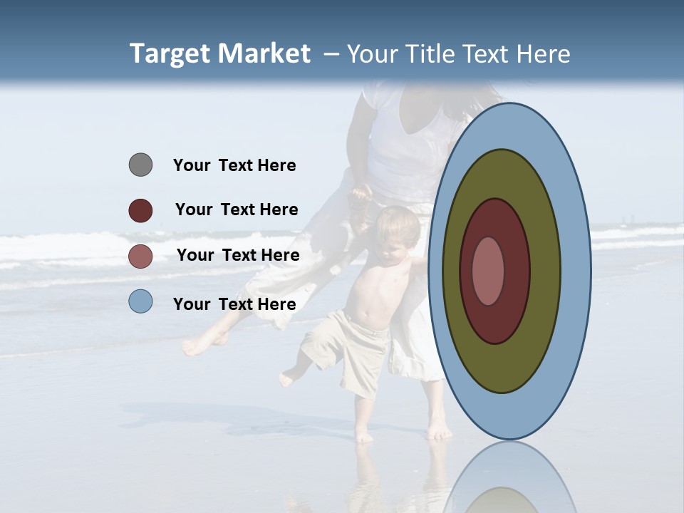 Mom And Son Playing On A Beach, Ocean And Blue Sky In The Background PowerPoint Template