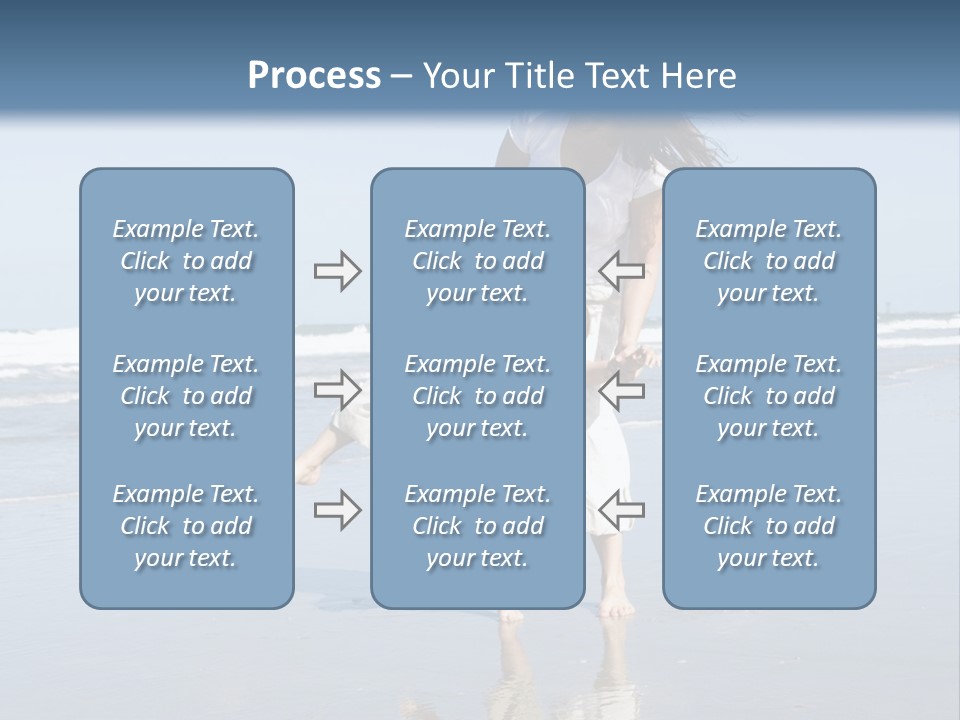 Mom And Son Playing On A Beach, Ocean And Blue Sky In The Background PowerPoint Template