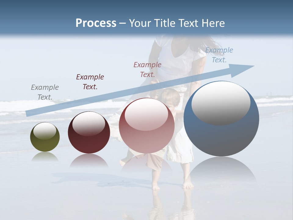 Mom And Son Playing On A Beach, Ocean And Blue Sky In The Background PowerPoint Template