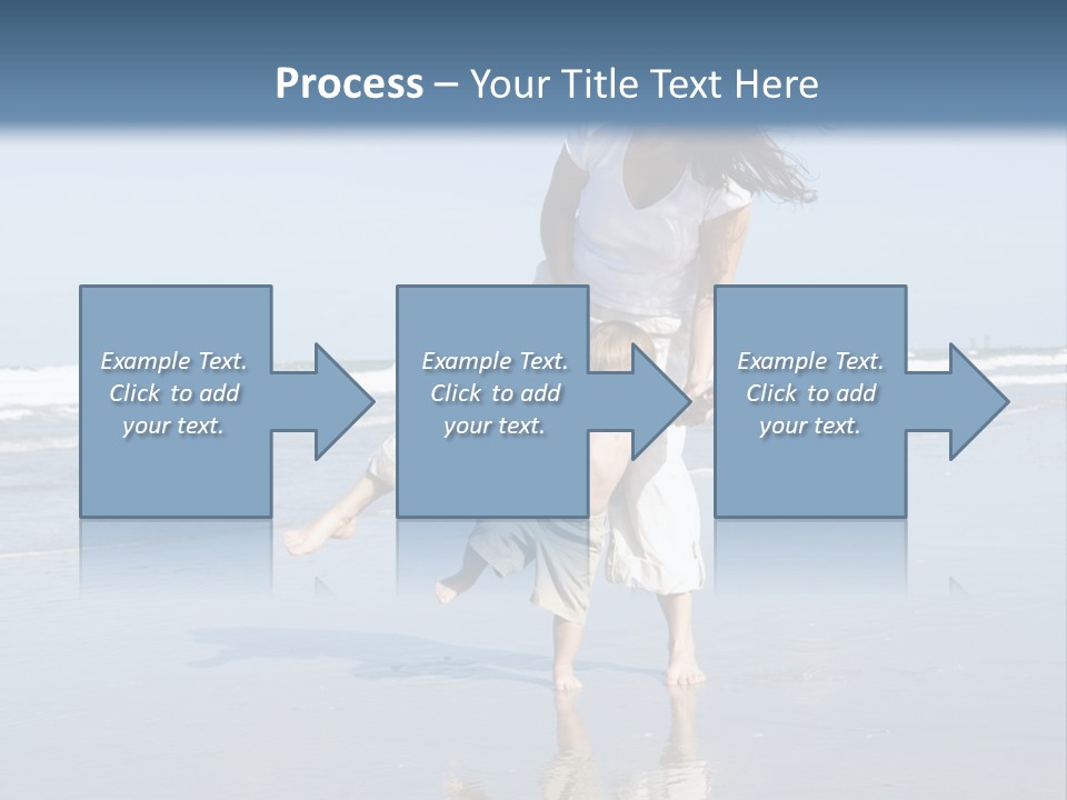 Mom And Son Playing On A Beach, Ocean And Blue Sky In The Background PowerPoint Template