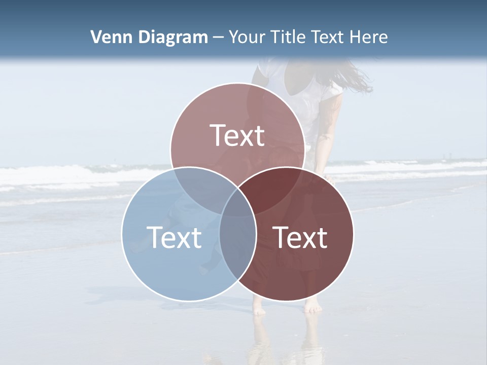 Mom And Son Playing On A Beach, Ocean And Blue Sky In The Background PowerPoint Template