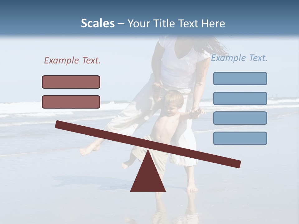 Mom And Son Playing On A Beach, Ocean And Blue Sky In The Background PowerPoint Template