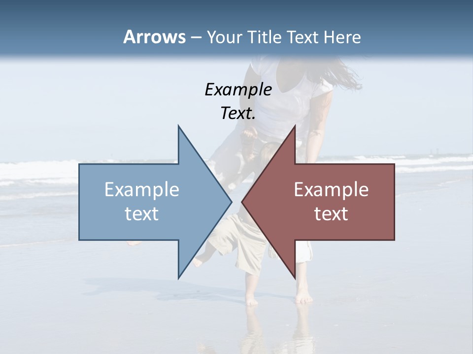 Mom And Son Playing On A Beach, Ocean And Blue Sky In The Background PowerPoint Template