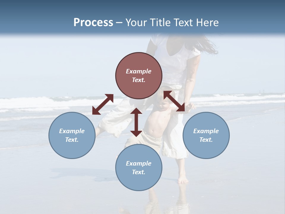 Mom And Son Playing On A Beach, Ocean And Blue Sky In The Background PowerPoint Template