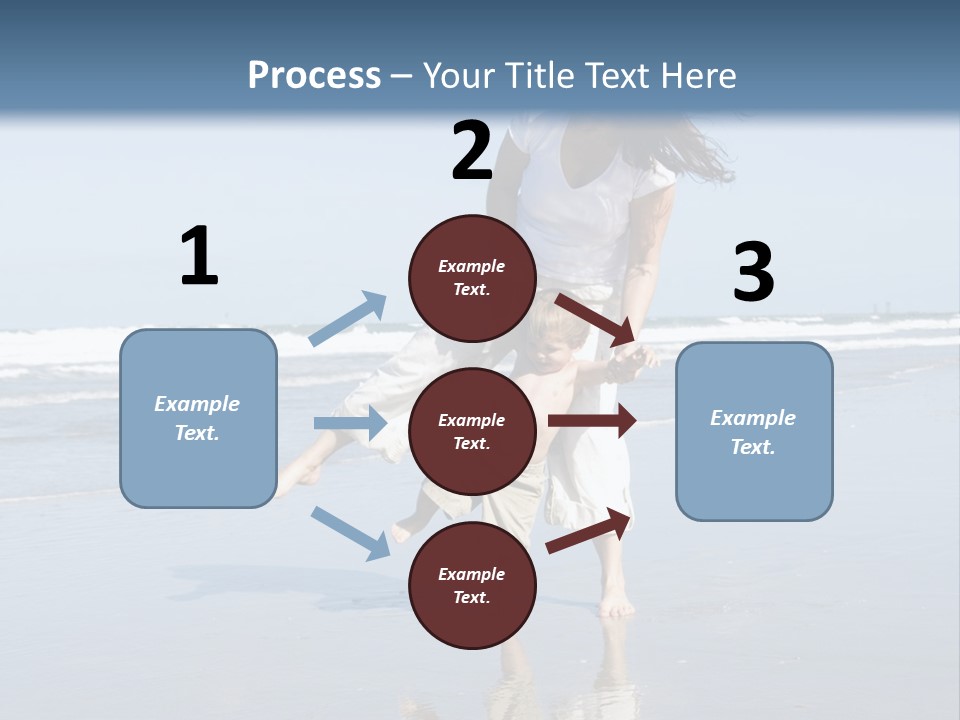 Mom And Son Playing On A Beach, Ocean And Blue Sky In The Background PowerPoint Template