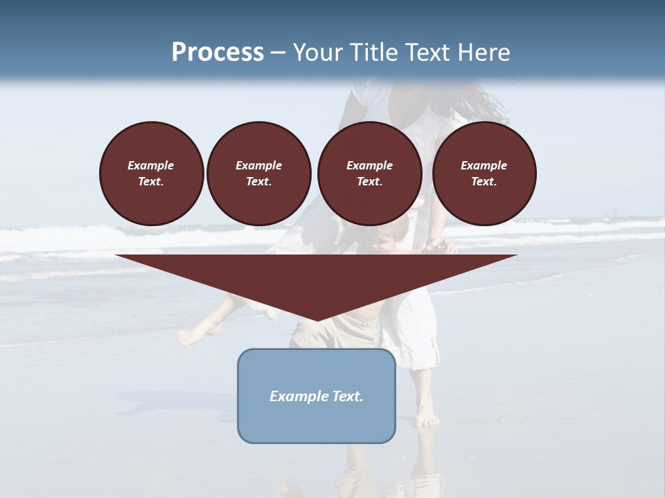 Mom And Son Playing On A Beach, Ocean And Blue Sky In The Background PowerPoint Template