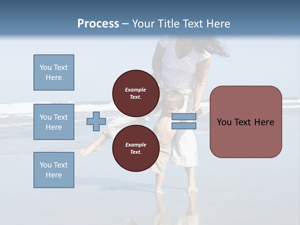 Mom And Son Playing On A Beach, Ocean And Blue Sky In The Background PowerPoint Template