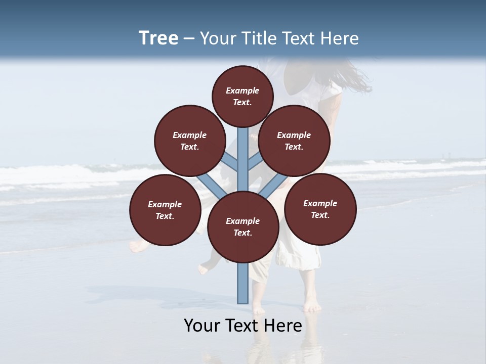 Mom And Son Playing On A Beach, Ocean And Blue Sky In The Background PowerPoint Template