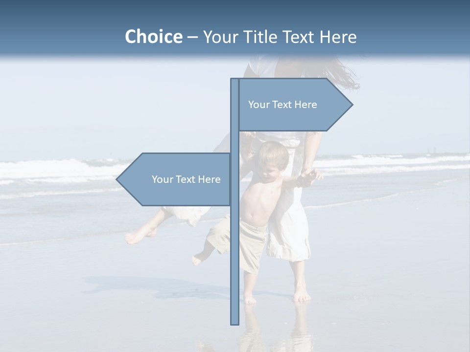 Mom And Son Playing On A Beach, Ocean And Blue Sky In The Background PowerPoint Template