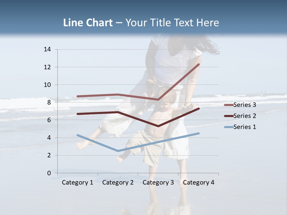 Mom And Son Playing On A Beach, Ocean And Blue Sky In The Background PowerPoint Template