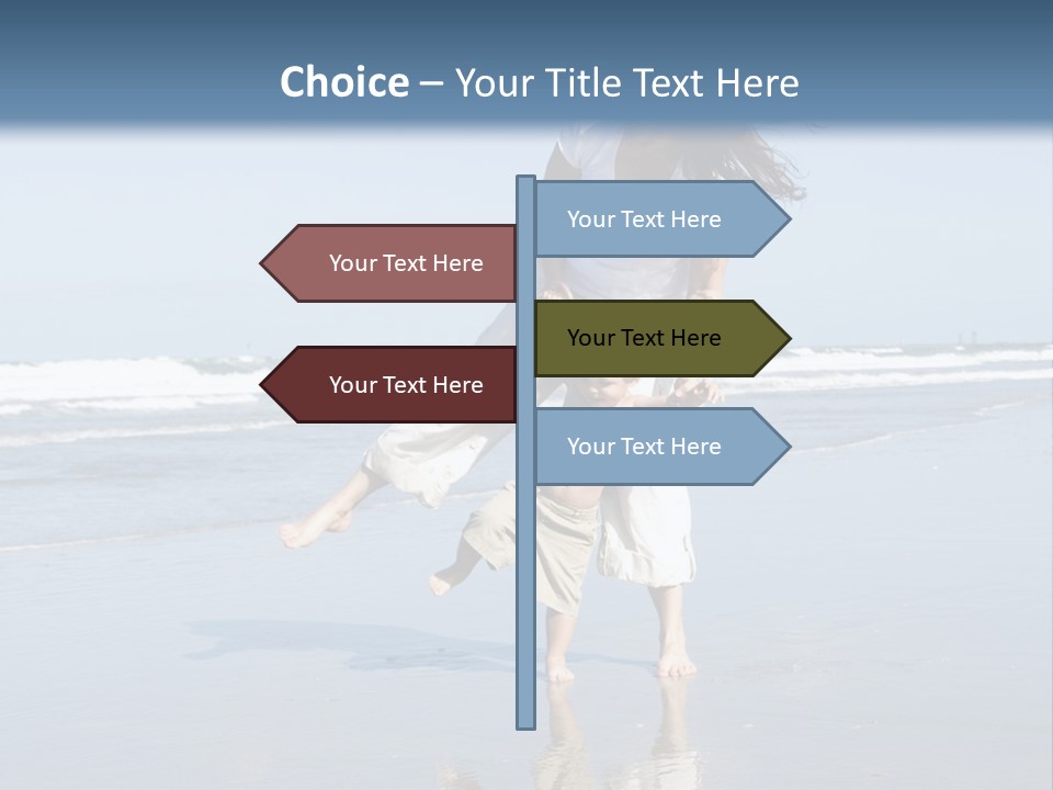 Mom And Son Playing On A Beach, Ocean And Blue Sky In The Background PowerPoint Template