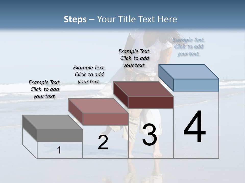 Mom And Son Playing On A Beach, Ocean And Blue Sky In The Background PowerPoint Template