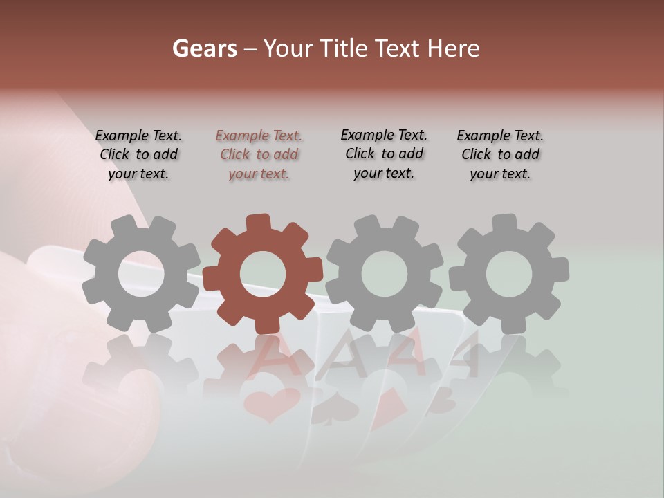 Playerтащs Hand Revealing Four Aces PowerPoint Template