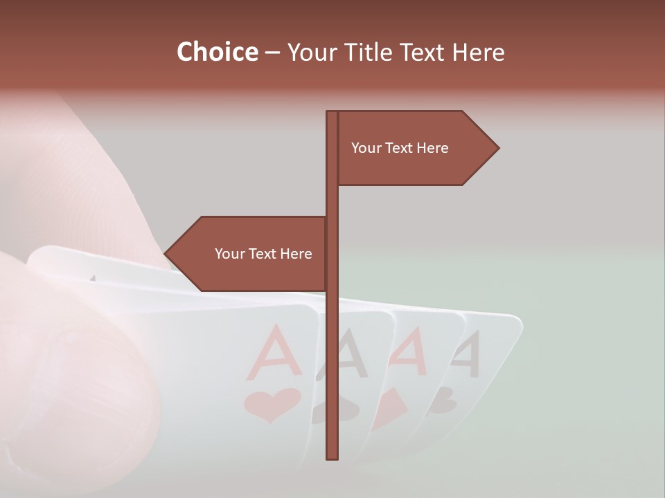 Playerтащs Hand Revealing Four Aces PowerPoint Template