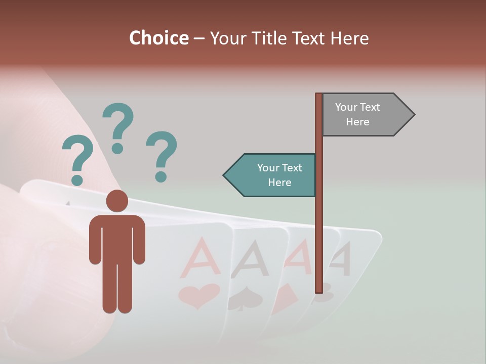 Playerтащs Hand Revealing Four Aces PowerPoint Template