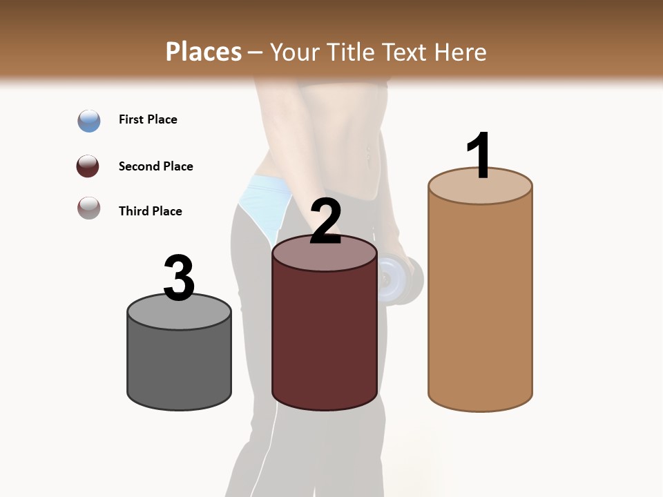 A Female Fitness Instructor Demonstrates The Finishing Position Of The Dumbbell Deadlift PowerPoint Template