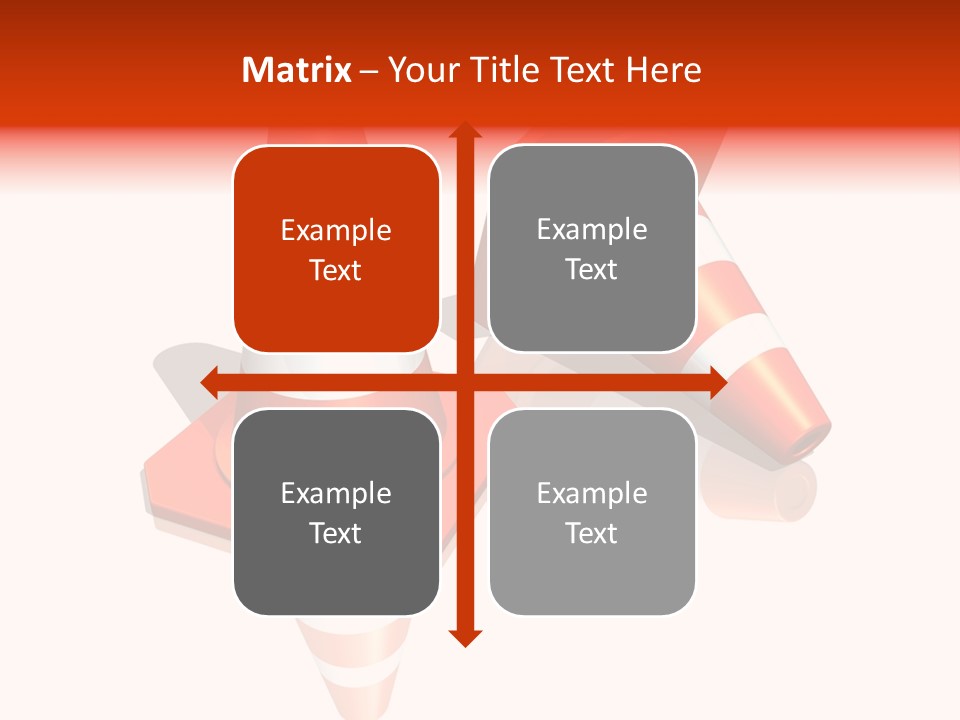 Traffic Cones Over White Reflective Background PowerPoint Template
