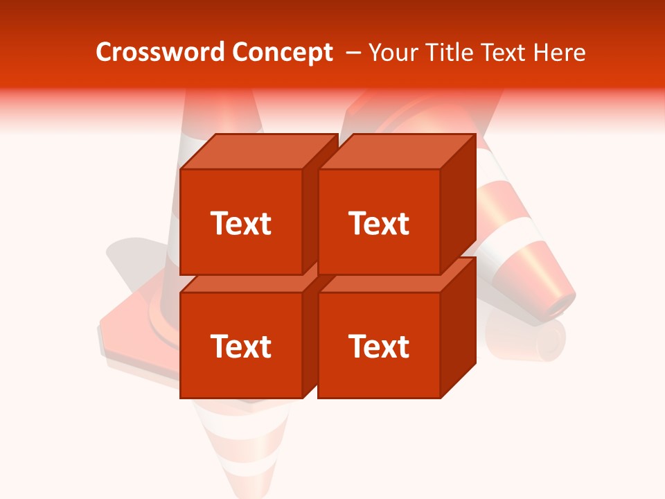 Traffic Cones Over White Reflective Background PowerPoint Template