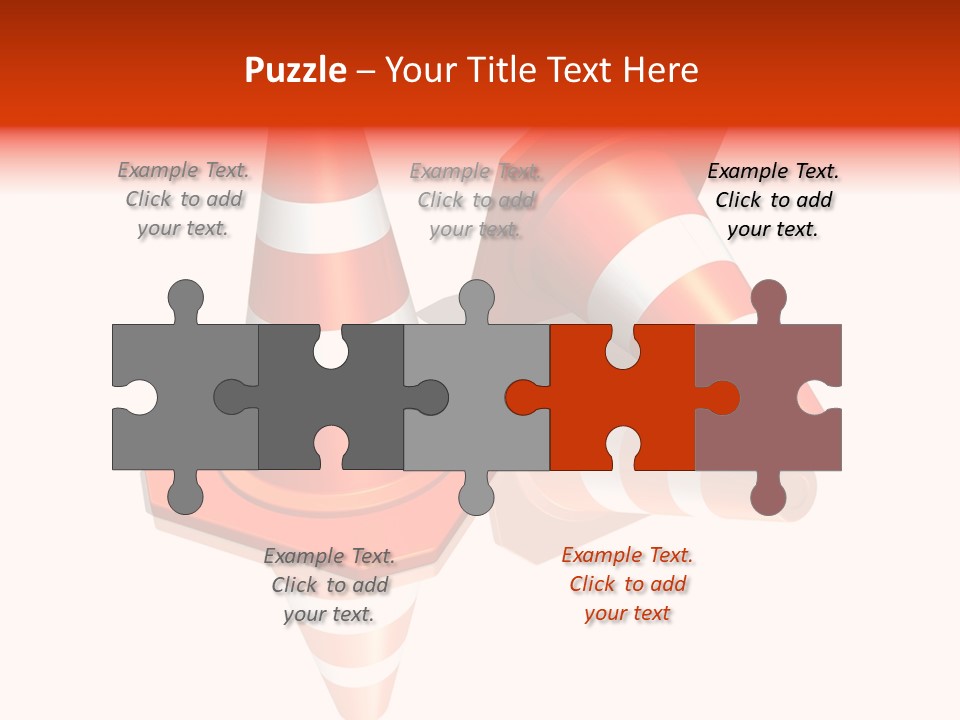 Traffic Cones Over White Reflective Background PowerPoint Template