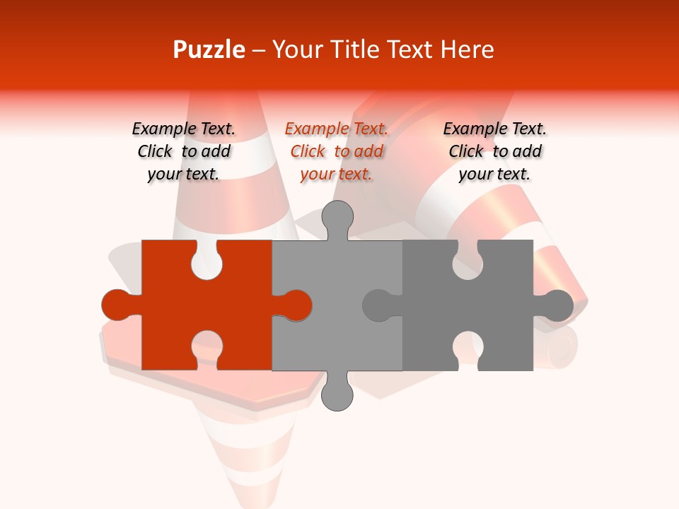 Traffic Cones Over White Reflective Background PowerPoint Template