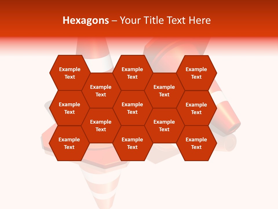 Traffic Cones Over White Reflective Background PowerPoint Template