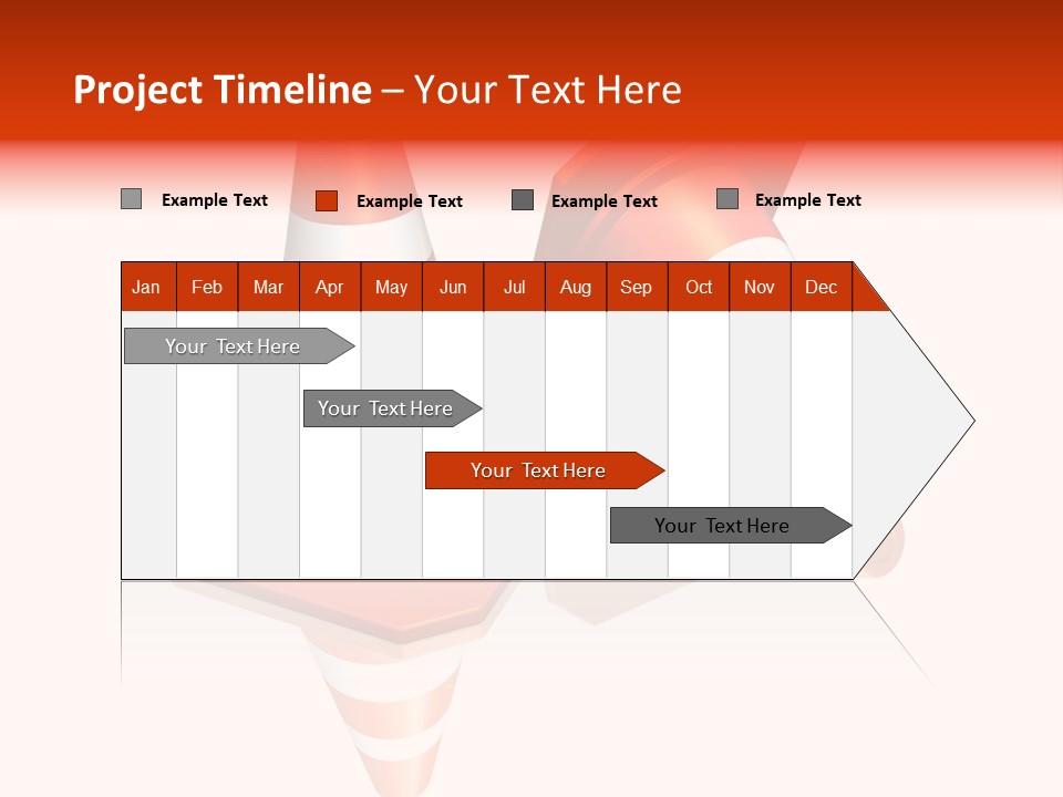 Traffic Cones Over White Reflective Background PowerPoint Template