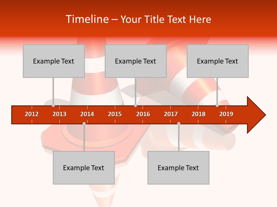 Traffic Cones Over White Reflective Background PowerPoint Template