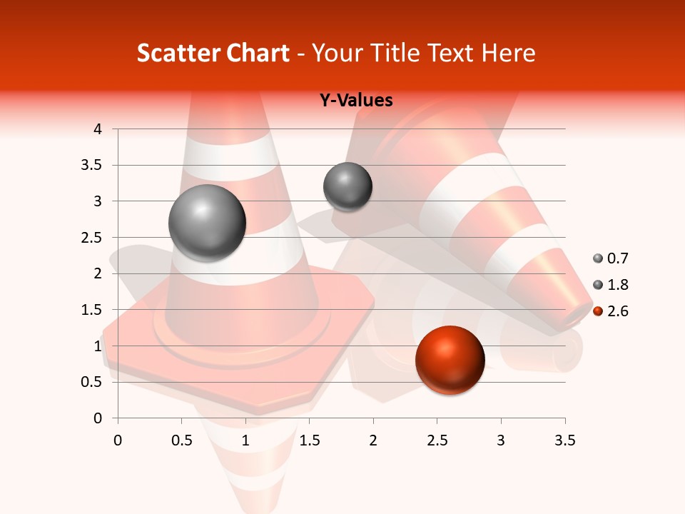 Traffic Cones Over White Reflective Background PowerPoint Template