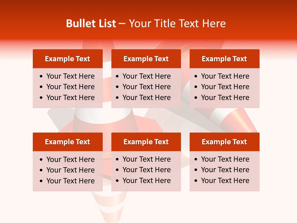 Traffic Cones Over White Reflective Background PowerPoint Template