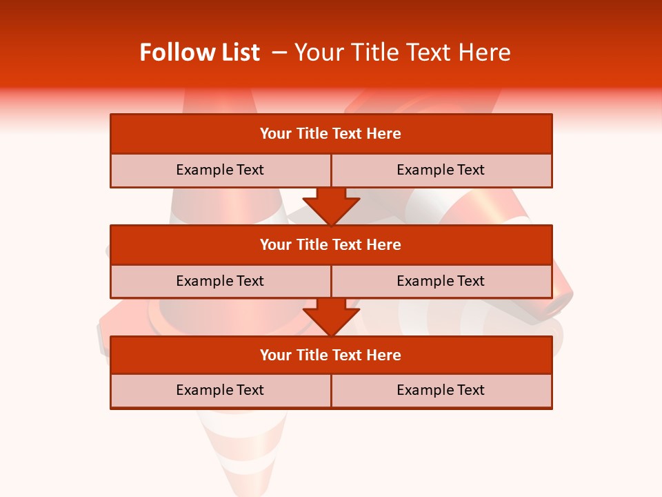Traffic Cones Over White Reflective Background PowerPoint Template