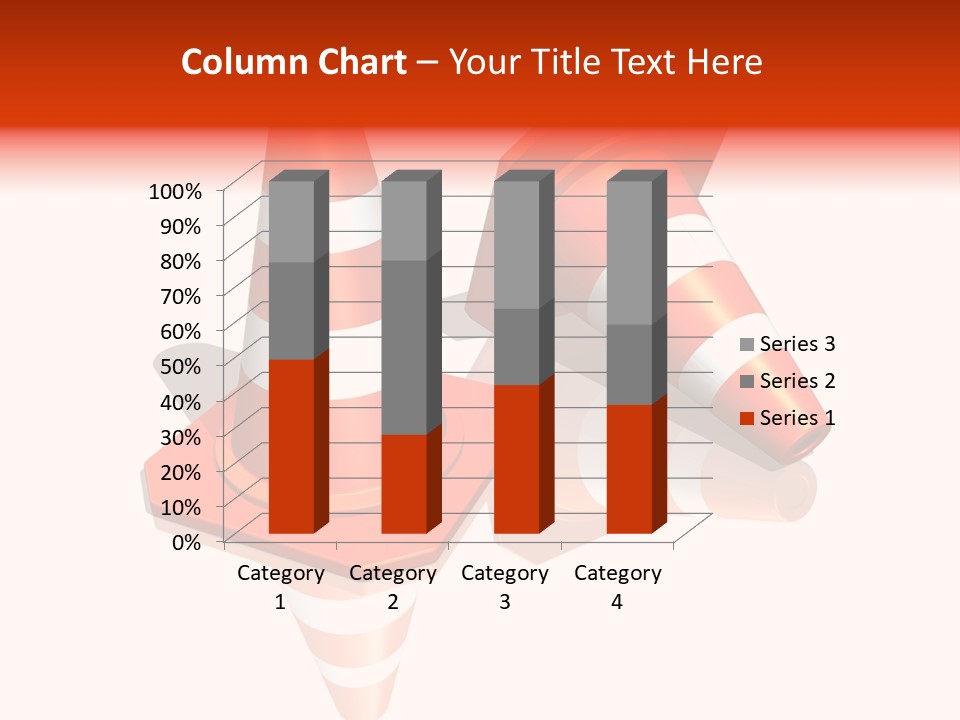 Traffic Cones Over White Reflective Background PowerPoint Template