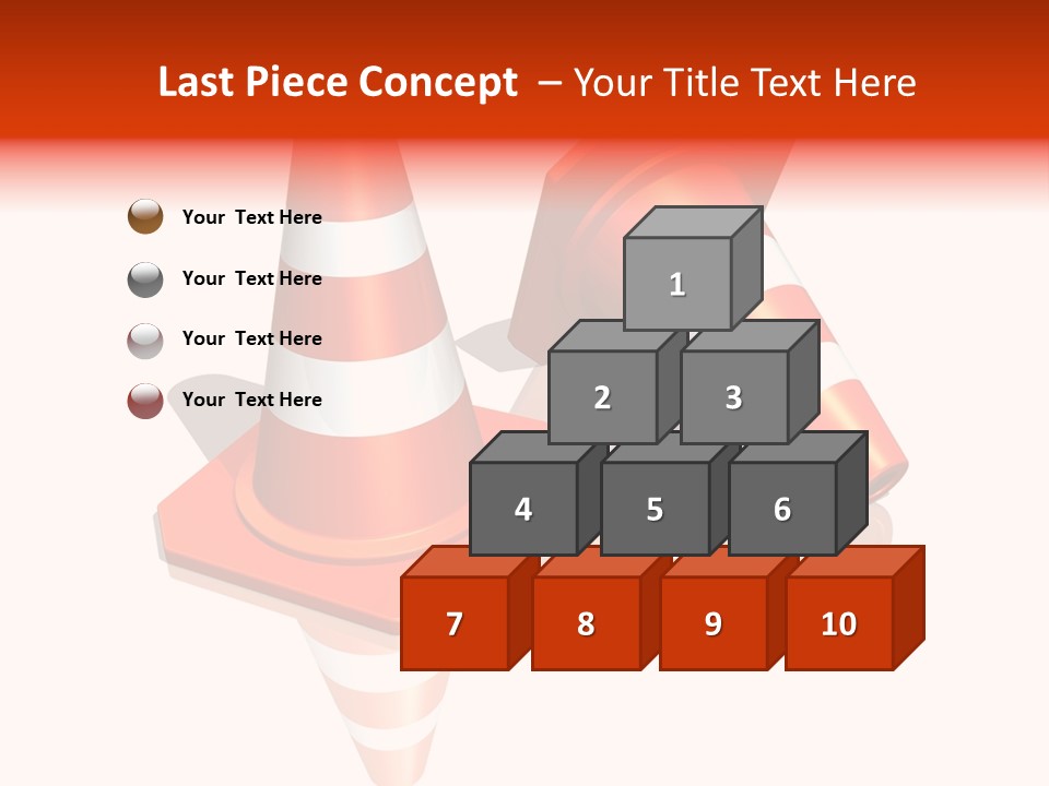 Traffic Cones Over White Reflective Background PowerPoint Template