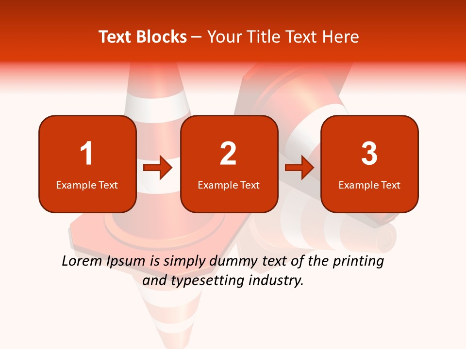 Traffic Cones Over White Reflective Background PowerPoint Template