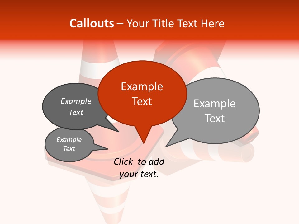 Traffic Cones Over White Reflective Background PowerPoint Template