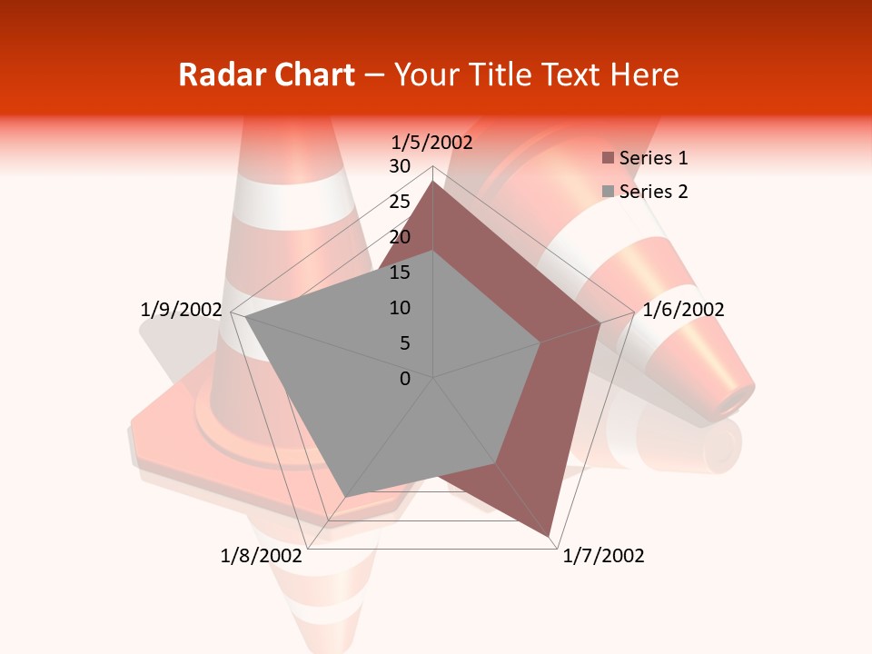 Traffic Cones Over White Reflective Background PowerPoint Template