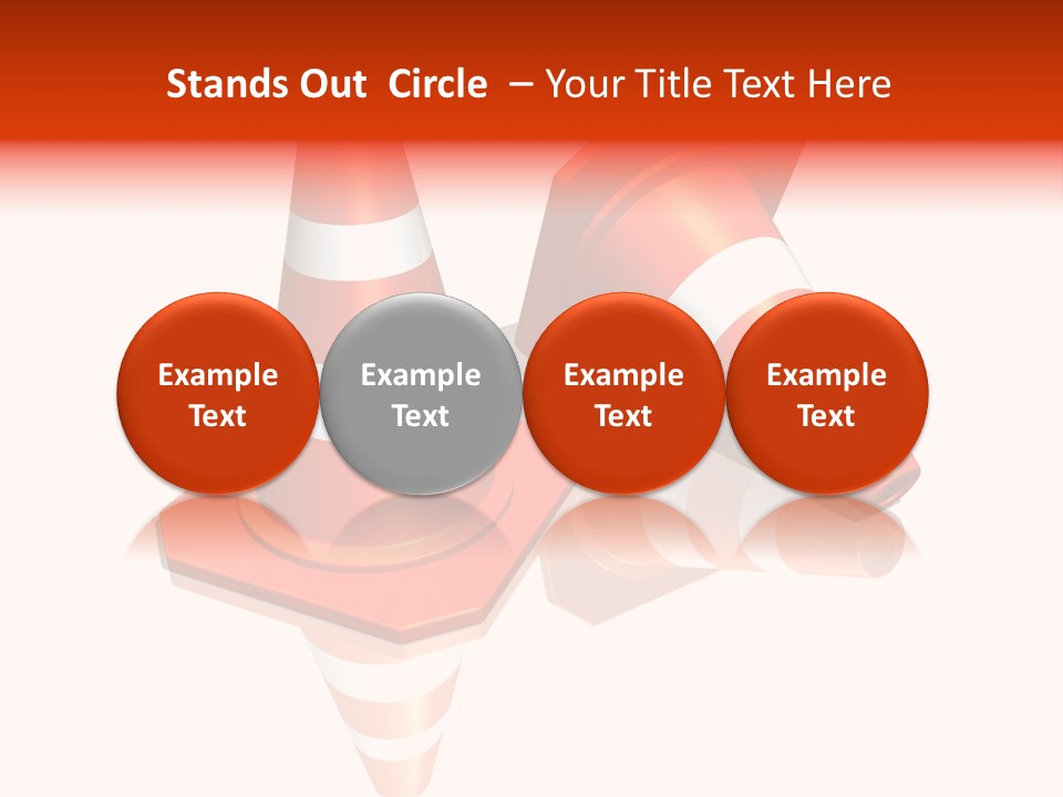 Traffic Cones Over White Reflective Background PowerPoint Template