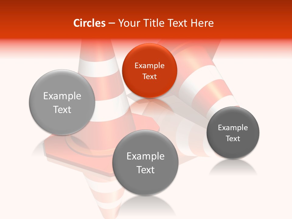 Traffic Cones Over White Reflective Background PowerPoint Template