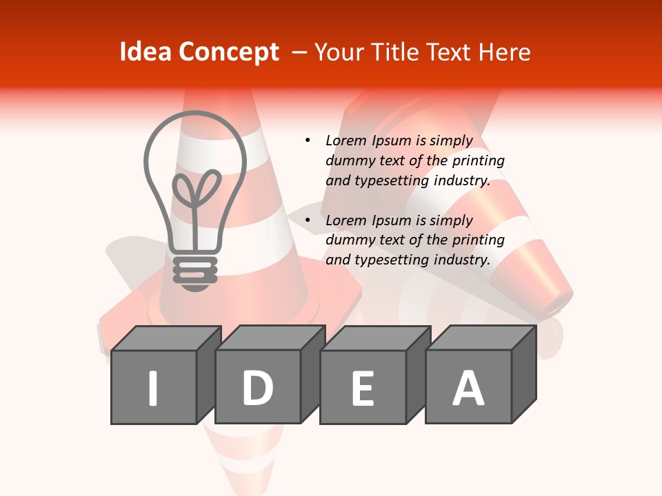 Traffic Cones Over White Reflective Background PowerPoint Template