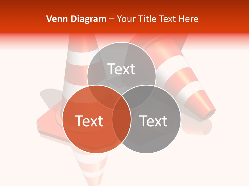 Traffic Cones Over White Reflective Background PowerPoint Template