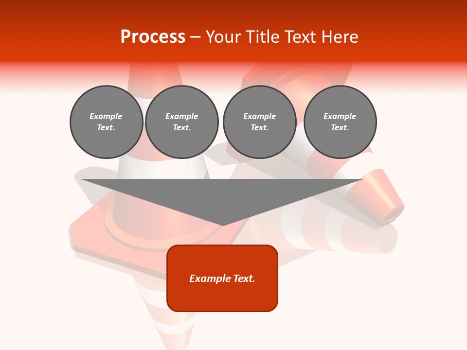 Traffic Cones Over White Reflective Background PowerPoint Template