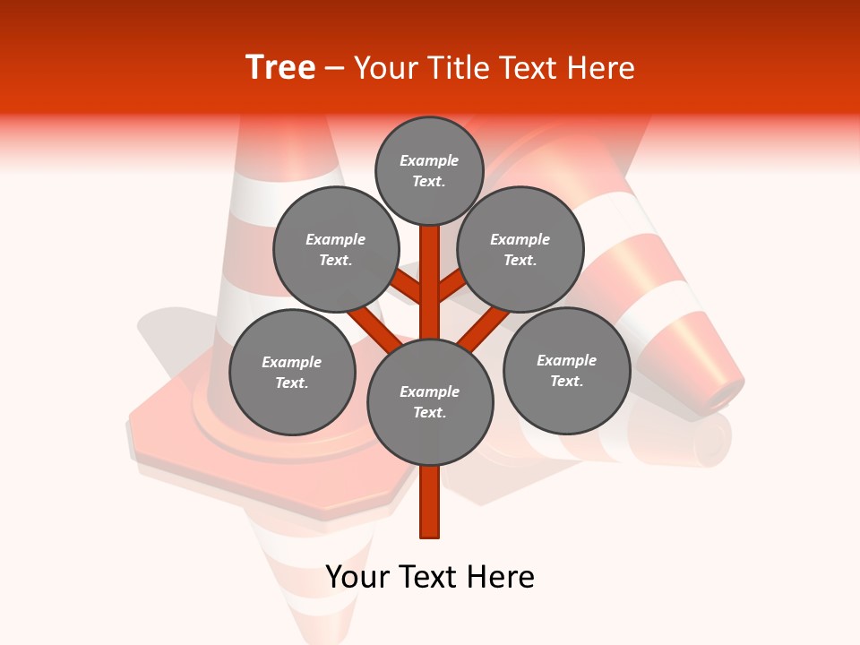 Traffic Cones Over White Reflective Background PowerPoint Template