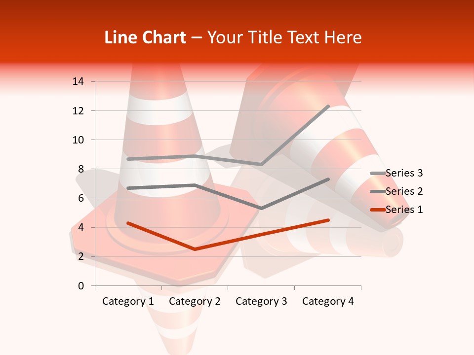 Traffic Cones Over White Reflective Background PowerPoint Template