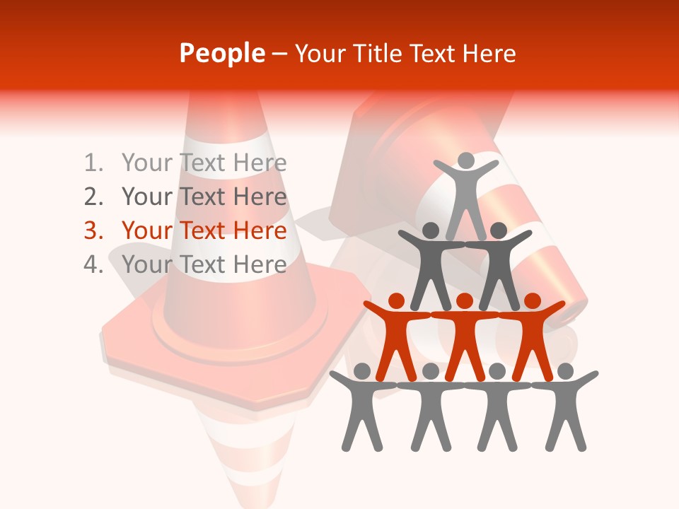 Traffic Cones Over White Reflective Background PowerPoint Template